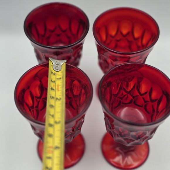Vintage Noritake Perspective Set of 4 Ruby Red Glass Water Goblets 5" Tall - Picture 4 of 6